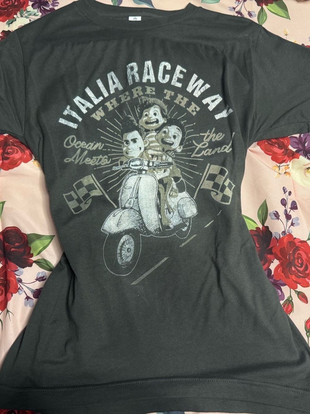 Luca Italia Raceway Graphic Tee - Charcoal with Cream Print